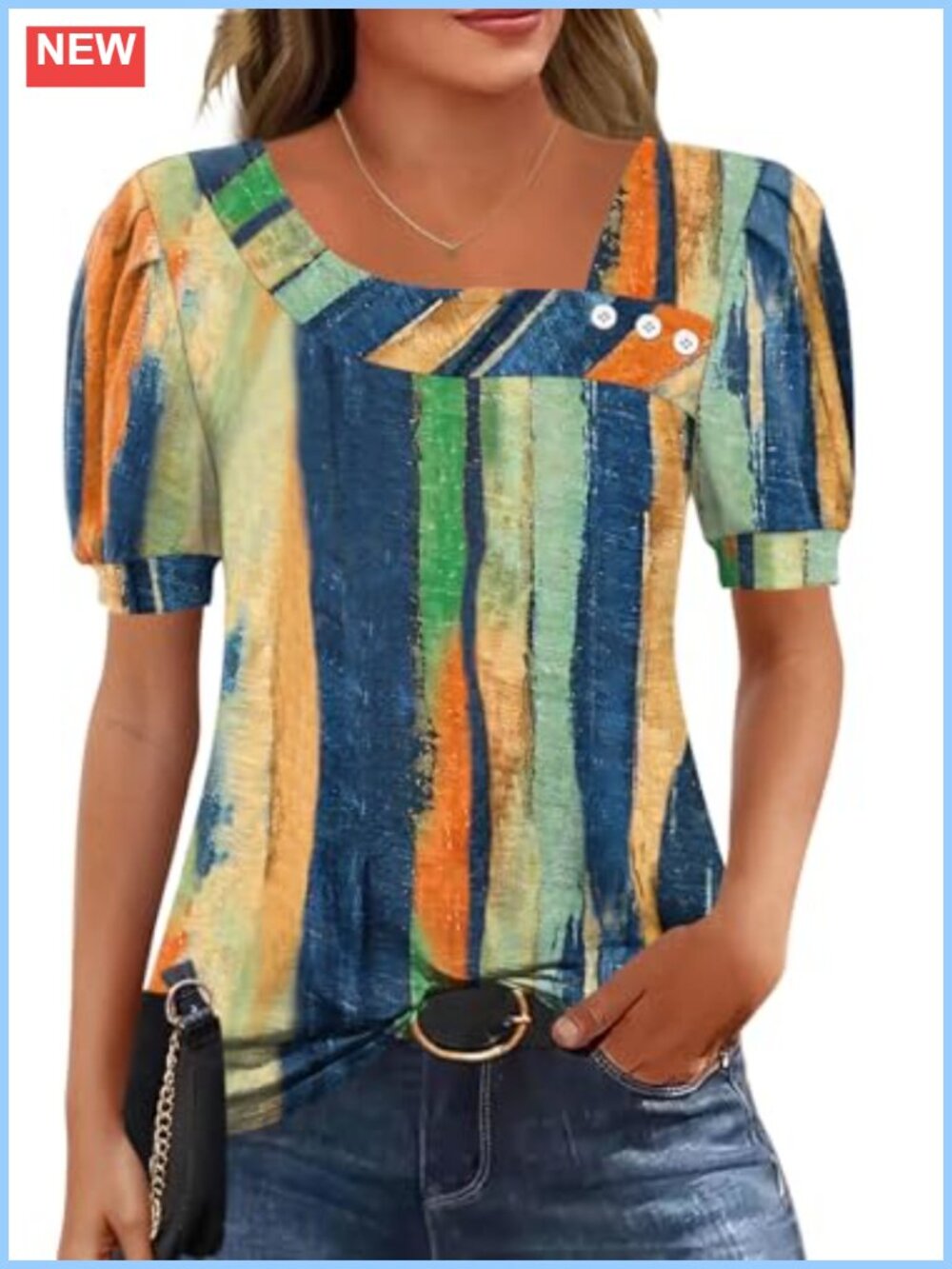 Womens Asymmetrical Neck Short Sleeve Blouse Business Casual Tunic Top